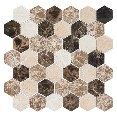 Andova Tiles SAMPLE Channing 2 x 2 Marble Honeycomb Mosaic Floor Use Tile SAM-ANDCHA124